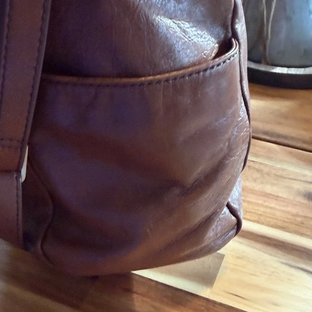 HOBO Cognac Brown Leather Satchel with Detachable Strap - Picture 9 of 16